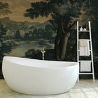Dark Forest Lake Wallpaper : Vintage Landscape Painting Mural - View 3