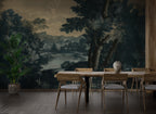 Dark Forest Lake Wallpaper : Vintage Landscape Painting Mural - View 4
