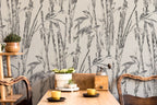 Black and White Bamboo Wallpaper : Sketch Bamboo Pattern Mural - View 2