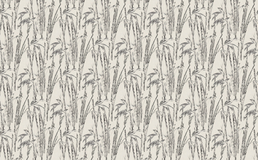 Black and White Bamboo Wallpaper : Sketch Bamboo Pattern Mural - flat design