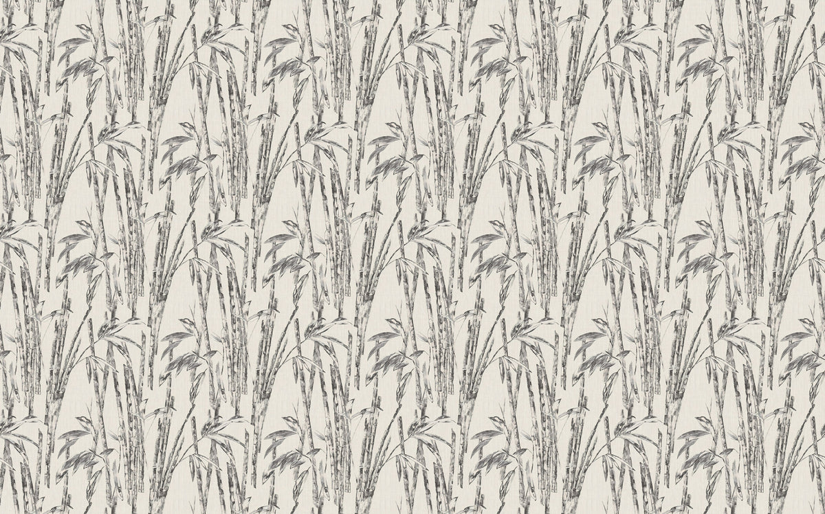 Black and White Bamboo Wallpaper : Sketch Bamboo Pattern Mural - flat design