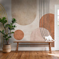 Mid Century Arch Wallpaper : Terracotta Abstract Shapes Wall Mural