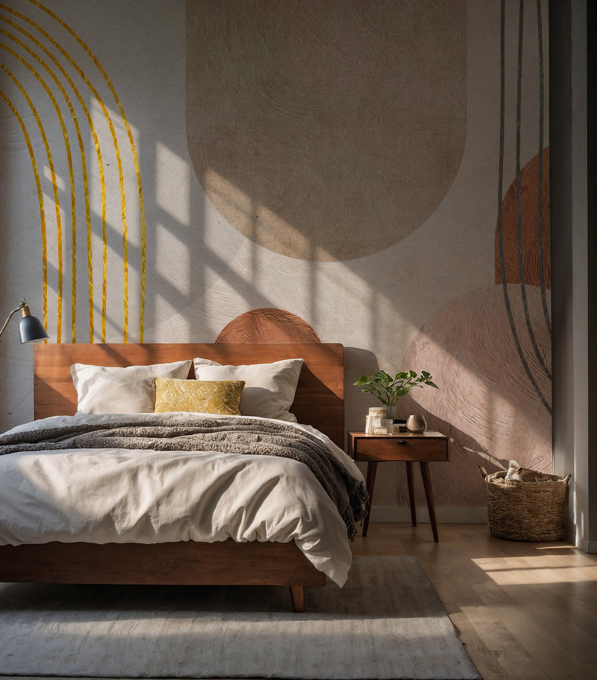 Mid Century Arch Wallpaper : Terracotta Abstract Shapes Wall Mural - View 4