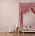 Powder Pink Abstract Wallpaper : Soft Swirl Nursery Wall Mural - View 6
