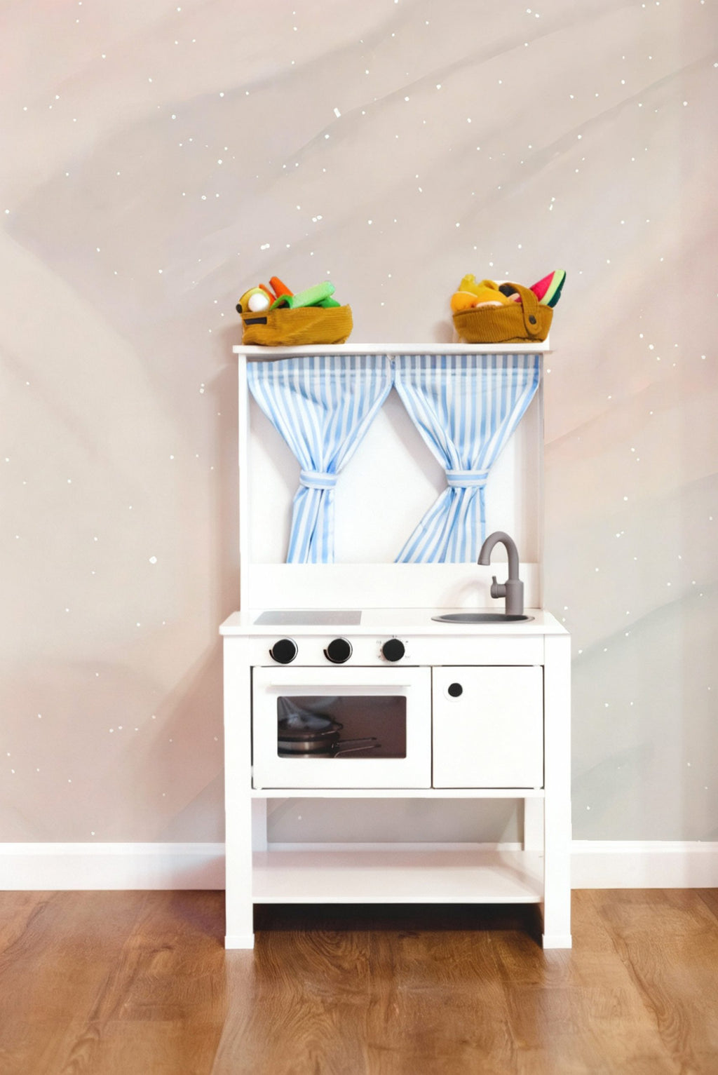 Powder Pink Abstract Wallpaper : Soft Swirl Nursery Wall Mural - View 4