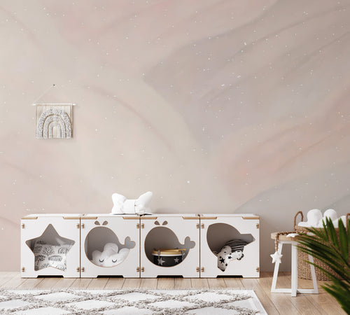 Powder Pink Abstract Wallpaper : Soft Swirl Nursery Wall Mural