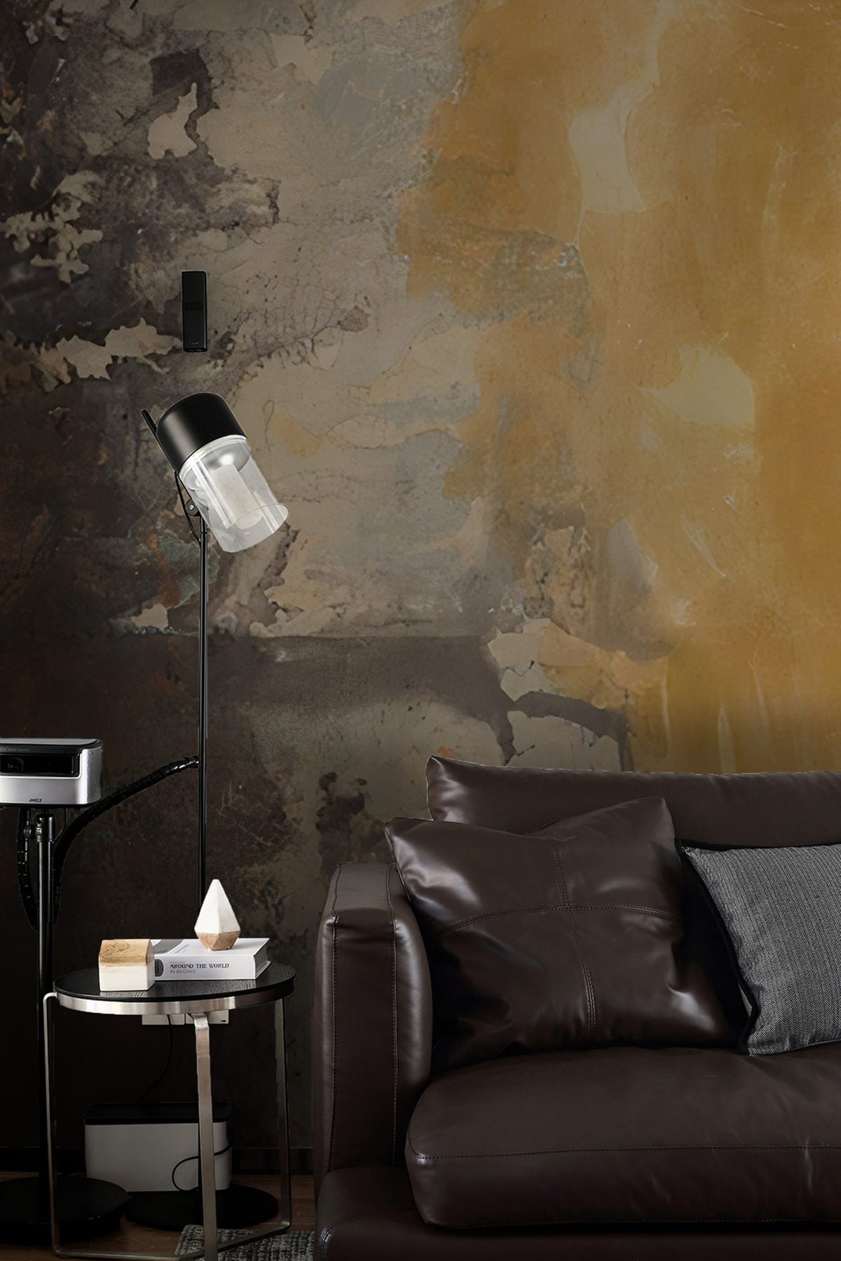 Artistic Texture Wallpaper : Abstract Gold and Concrete Plaster Mural