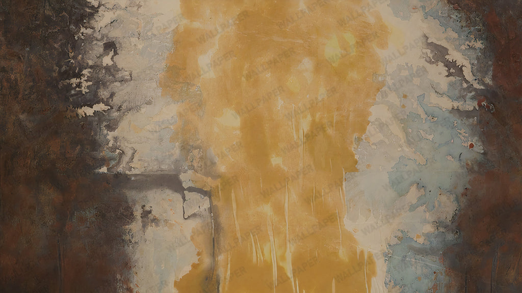Artistic Texture Wallpaper : Abstract Gold and Concrete Plaster Mural - View 2