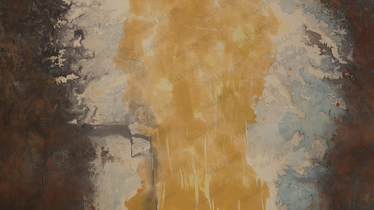 Artistic Texture Wallpaper : Abstract Gold and Concrete Plaster Mural - View 2