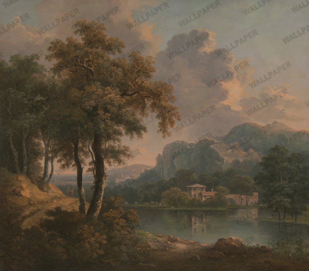 Classic Landscape Wallpaper : Moody Twilight Forest Scenery Mural - View 2