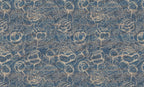 Denim Blue Rose Wallpaper : Gold Outline Floral Wall Mural - View 2