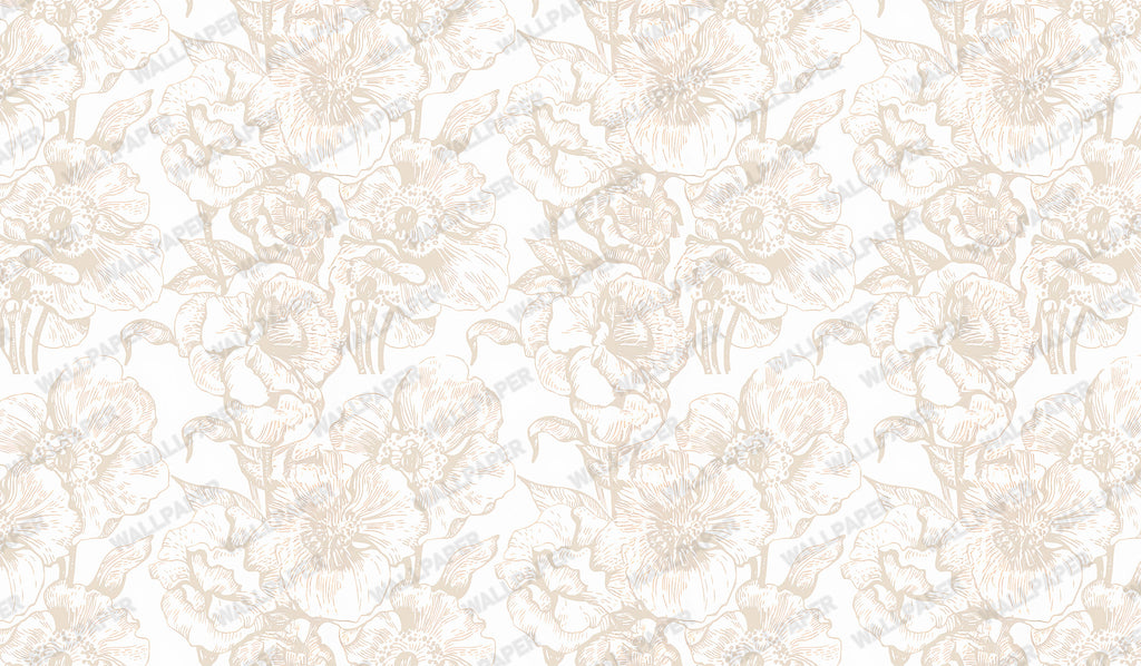 Ivory Tonal Damask Wallpaper : Subtle Cream Floral Wall Mural - View 2