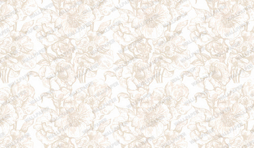 Ivory Tonal Damask Wallpaper : Subtle Cream Floral Wall Mural - View 2