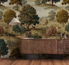 English Pastoral Wallpaper : Vintage Horse and Oak Landscape Mural - View 3