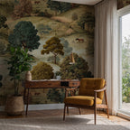 English Pastoral Wallpaper : Vintage Horse and Oak Landscape Mural - View 5