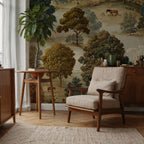English Pastoral Wallpaper : Vintage Horse and Oak Landscape Mural - View 6
