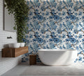 Blue and White Chinoiserie Wallpaper : Delft Floral Bird Mural