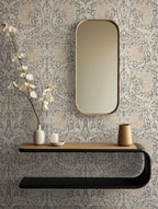 Pale Blue Victorian Damask Wallpaper : Classic Grey Scroll Mural - View 4