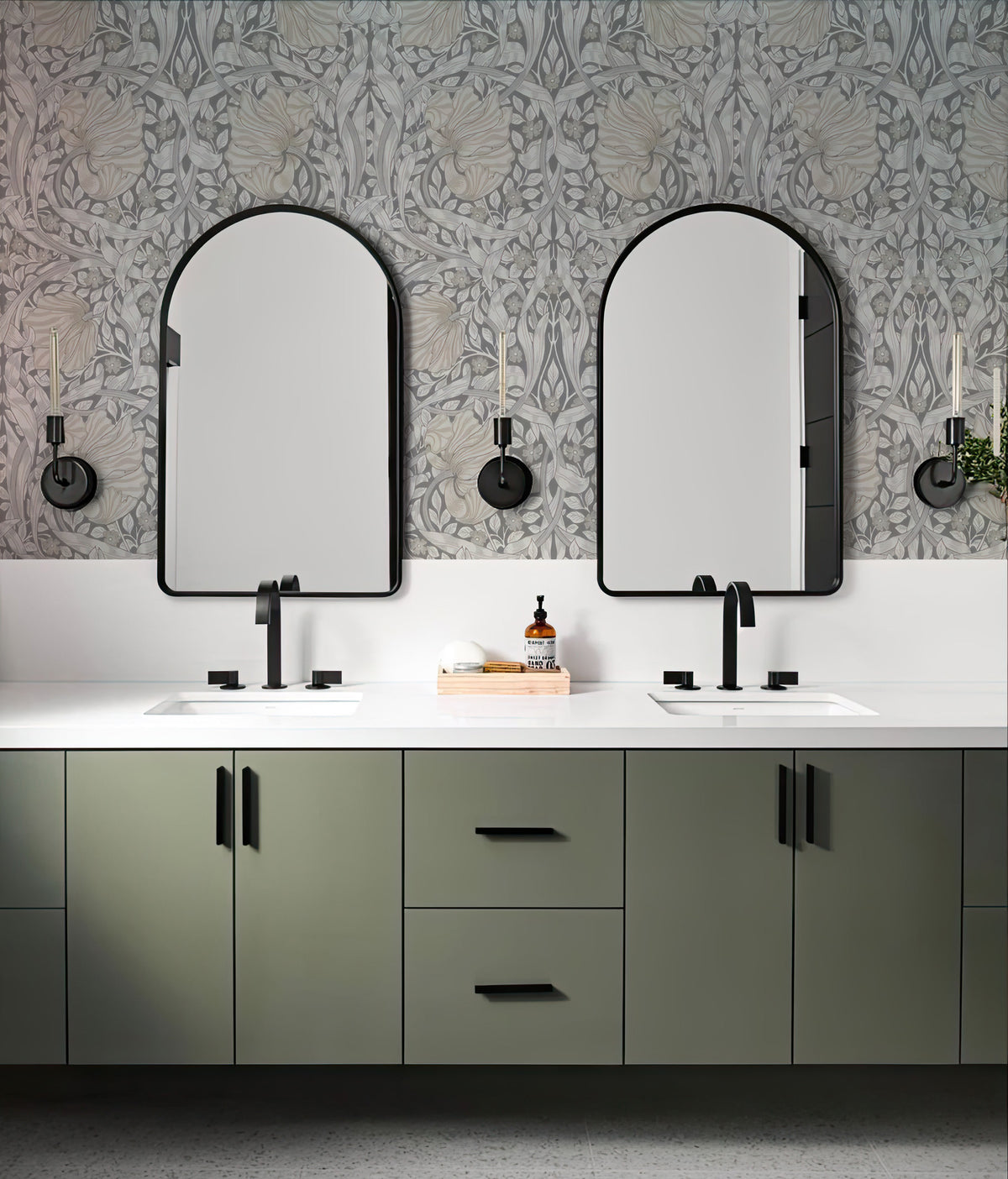 Pale Blue Victorian Damask Wallpaper : Classic Grey Scroll Mural - View 5
