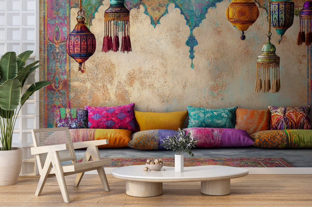 Moroccan Lantern Wallpaper : Ethnic Arch and Tassel Wall Mural - View 4