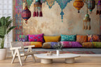 Moroccan Lantern Wallpaper : Ethnic Arch and Tassel Wall Mural - View 4