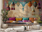 Moroccan Lantern Wallpaper : Ethnic Arch and Tassel Wall Mural - View 5