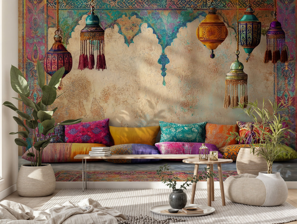 Moroccan Lantern Wallpaper : Ethnic Arch and Tassel Wall Mural - View 5