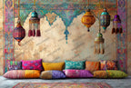 Moroccan Lantern Wallpaper : Ethnic Arch and Tassel Wall Mural - View 2