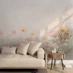 Soft Flower Meadow Wallpaper : Pale Watercolour Floral Wall Mural - View 3