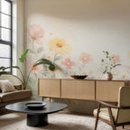 Soft Flower Meadow Wallpaper : Pale Watercolour Floral Wall Mural - View 4
