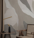 Organic Shapes Wallpaper : Modern Grey Leaf Form Wall Mural - View 5