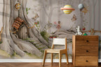 Fairy Tree House Wallpaper : Watercolour Woodland Kids Wall Mural - View 3