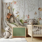 Fairy Tree House Wallpaper : Watercolour Woodland Kids Wall Mural - View 4