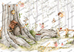 Fairy Tree House Wallpaper : Watercolour Woodland Kids Wall Mural - View 2