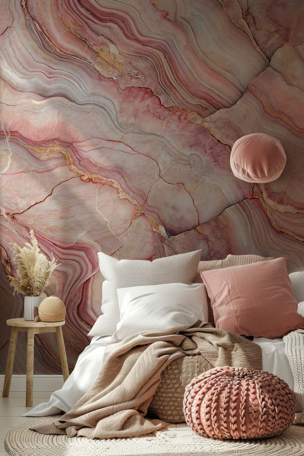 Pink Marble Wallpaper : Blush Agate Stone Wall Mural