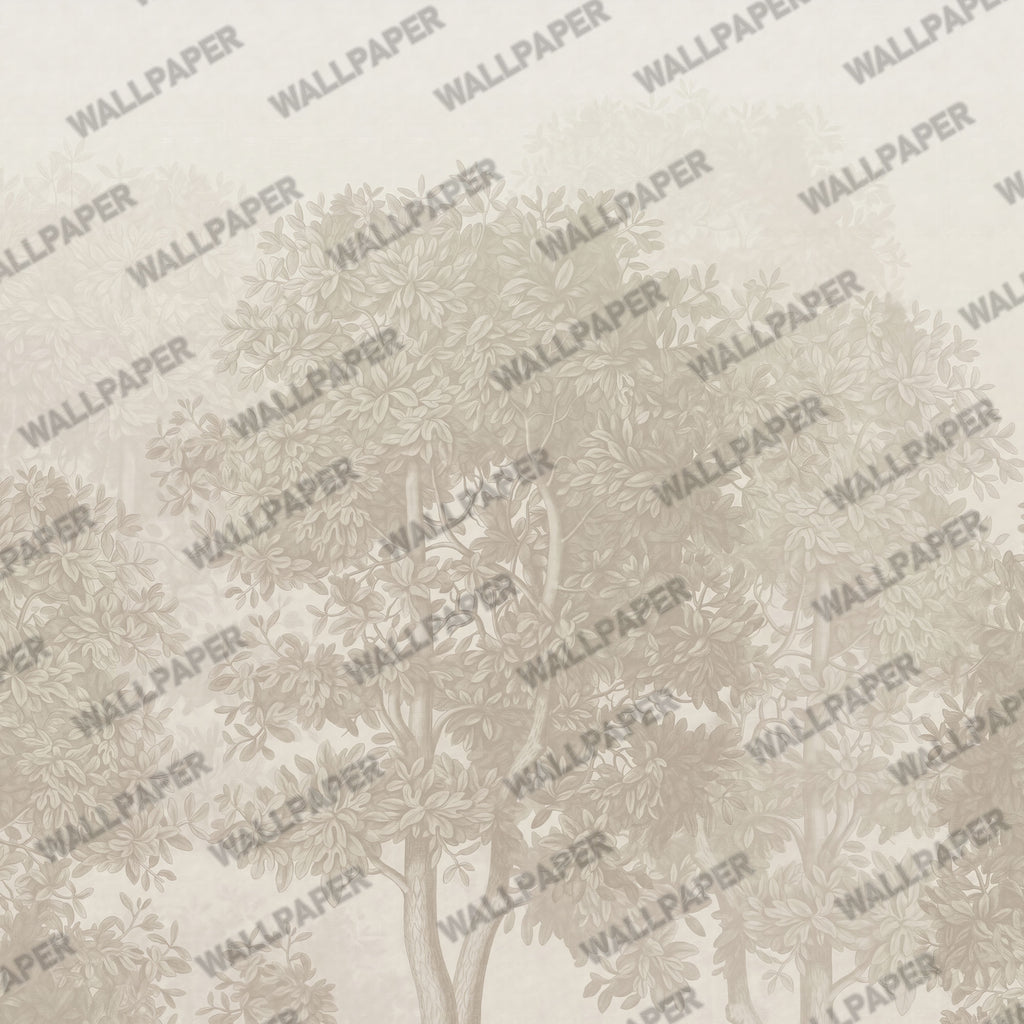 Minimal Tonal Tree Wallpaper : Sage Leaf Silhouette Wall Mural - View 2