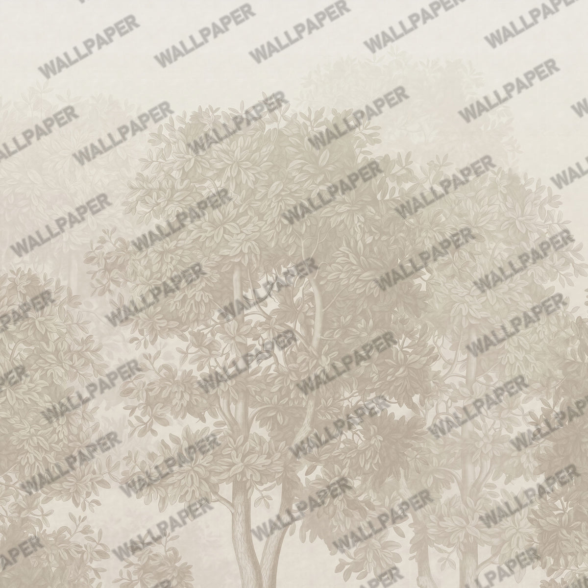 Minimal Tonal Tree Wallpaper : Sage Leaf Silhouette Wall Mural - View 2