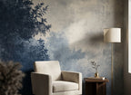 Indigo Ombre Tree Wallpaper : Minimalist Navy Branch Wall Mural - View 3