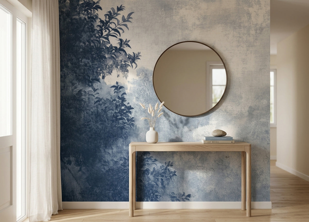 Indigo Ombre Tree Wallpaper : Minimalist Navy Branch Wall Mural
