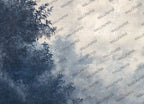 Indigo Ombre Tree Wallpaper : Minimalist Navy Branch Wall Mural - View 2