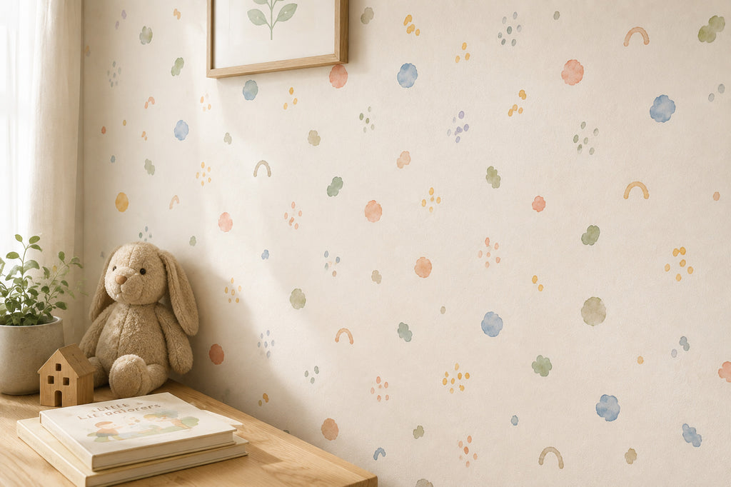 Pastel Confetti Dot Wallpaper : Rainbow Nursery Wall Mural - View 5