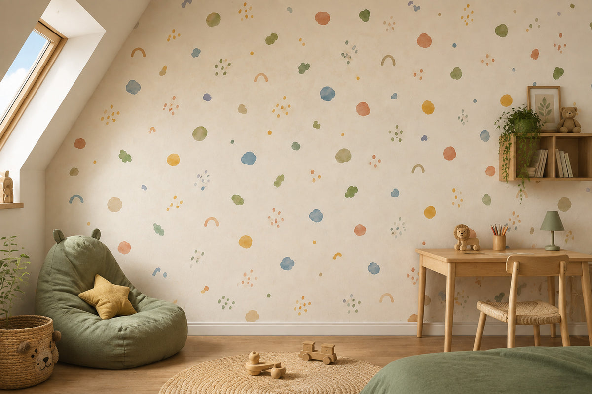Pastel Confetti Dot Wallpaper : Rainbow Nursery Wall Mural - View 4