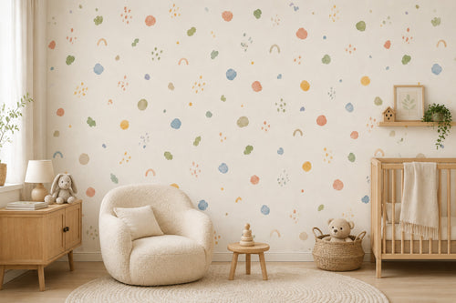 Pastel Confetti Dot Wallpaper : Rainbow Nursery Wall Mural