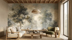 Misty Forest Wallpaper : Watercolour Woodland Scenic Mural - View 4
