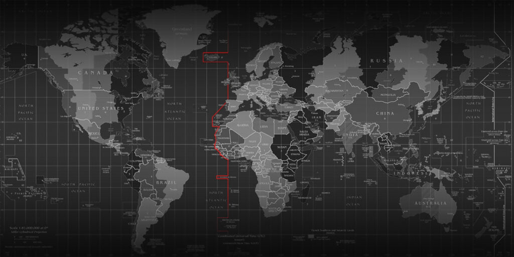Black World Map Wallpaper : Digital Grey Countries Mural - View 2