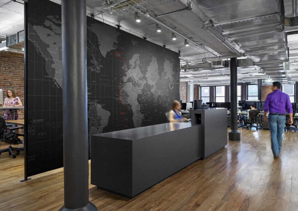 Black World Map Wallpaper : Digital Grey Countries Mural - View 4