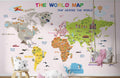 Educational World Map Wallpaper : Blush Pink Landmarks and Flags Kids Mural