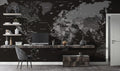 Black World Map Wallpaper : Charcoal Political Atlas Mural