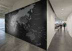 Black World Map Wallpaper : Charcoal Political Atlas Mural - View 2