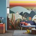Retro Mountain Wallpaper : Colorful Geometric Hills Mural